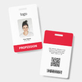 Aangepast bedrijfslogo, foto, Bar QR-code Badge (Voor- en achterkant)