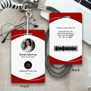 Aangepast bedrijfslogo fotobarcode beveiligings-ID Badge