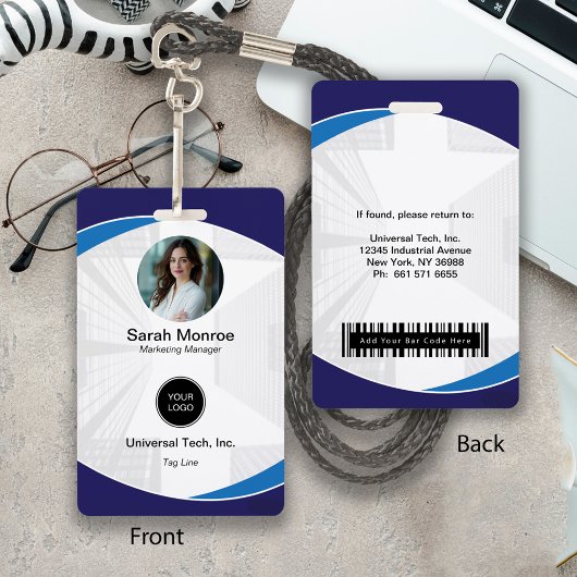 Aangepast bedrijfslogo fotobarcode beveiligings-ID Badge