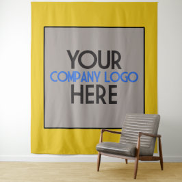 Aangepast bedrijfslogo geel achtergrondmateriaal wandkleed