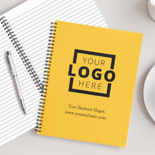 Aangepast bedrijfslogo Geel promotiemateriaal voor Notitieboek
