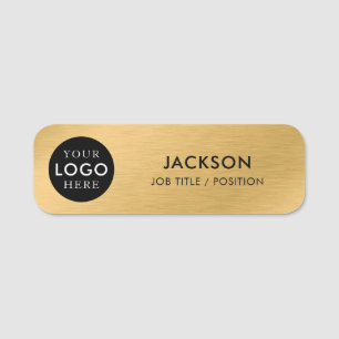 Aangepast bedrijfslogo goud personeel naamplaatje