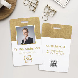 Aangepast bedrijfslogo gouden streepjescode werkne badge