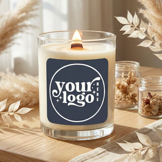 Aangepast bedrijfslogo hier Navy Vierkante Sticker