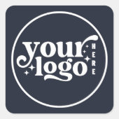 Aangepast bedrijfslogo hier Navy Vierkante Sticker (Voorkant)