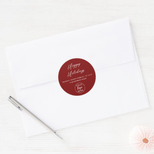 Aangepast bedrijfslogo kerstvakantie ronde sticker