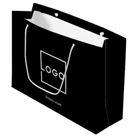 Aangepast bedrijfslogo met aangepaste tekst groot cadeauzakje (Voorkant Gekanteld)