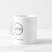 Aangepast bedrijfslogo met aangepaste tekst koffiemok (Voorkant links)