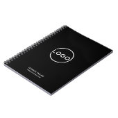 Aangepast bedrijfslogo met aangepaste tekst notitieboek (Linkerzijde)