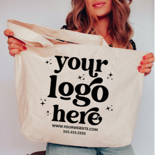Aangepast bedrijfslogo met gepersonaliseerde tekst grote tote bag