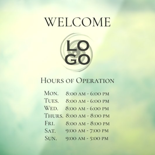 Aangepast bedrijfslogo met Logo en openingstijden Raamsticker (Vel 3)