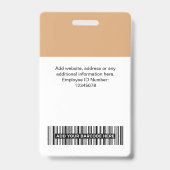 Aangepast bedrijfslogo naam titel streepjescode badge (Achterkant)