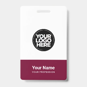 Aangepast bedrijfslogo naam titel streepjescode badge