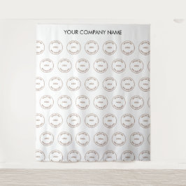 Aangepast bedrijfslogo naam wit foto-achtergronddo wandkleed