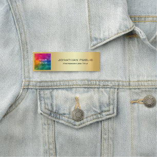 Aangepast Bedrijfslogo of Foto Stijlvol Goud Naamplaatje