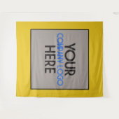 Aangepast bedrijfslogo op gele achtergrond wandkleed (Voorkant (horizontaal))