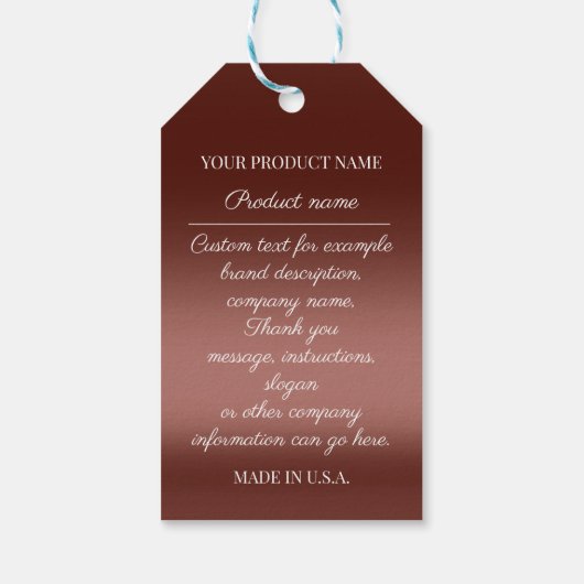 Aangepast bedrijfslogo product prijs bruin cadeaulabel (Achterkant)