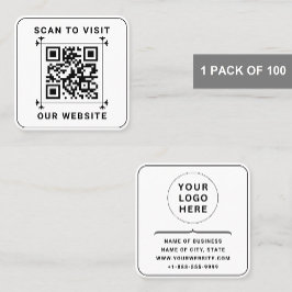 Aangepast bedrijfslogo & QR-code | Modern Wit Vierkante Visitekaartje