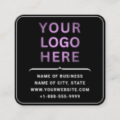 Aangepast bedrijfslogo & QR-code | Modern zwart Vierkante Visitekaartje (Voorkant)