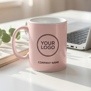 Aangepast bedrijfslogo roze gepersonaliseerd koffiemok