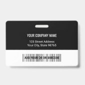 Aangepast bedrijfslogo streepjescode foto van werk badge (Achterkant)