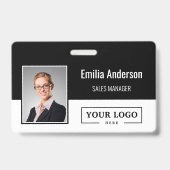 Aangepast bedrijfslogo streepjescode foto van werk badge (Voorzijde)