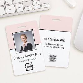 Aangepast bedrijfslogo streepjescode foto van werk badge