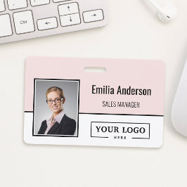 Aangepast bedrijfslogo streepjescode foto van werk badge