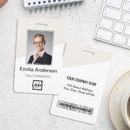 Aangepast bedrijfslogo streepjescode foto van werk badge