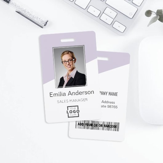 Aangepast bedrijfslogo streepjescode personeelsfot badge