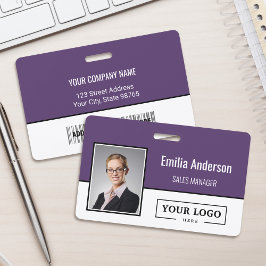 Aangepast bedrijfslogo streepjescode werknemersfot badge
