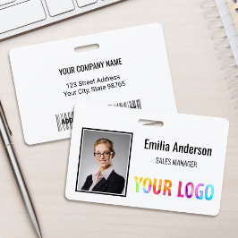 Aangepast bedrijfslogo streepjescode werknemersfot badge