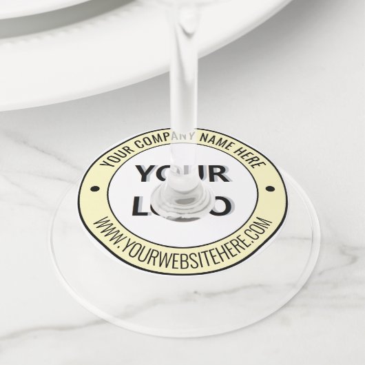 Aangepast bedrijfslogo zakelijk wijnglaslabel (Dichtbij)