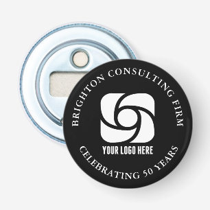 Aangepast bedrijfslogo Zakelijke marketing Zwart Button Flesopener