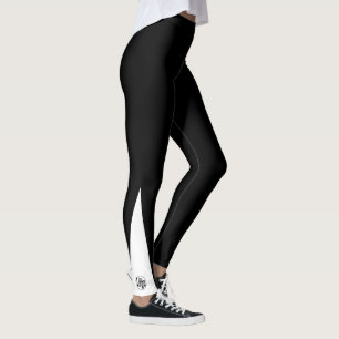 Aangepast bedrijfslogo zwart en wit leggings