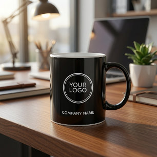 Aangepast bedrijfslogo Zwart Minimalistisch Zakeli Koffiemok