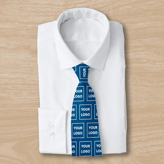 Aangepast bedrijfspatroon op blauw 2, ondersteund stropdas