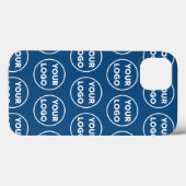 Aangepast bedrijfspatroon op blauw Logo Case-Mate iPhone Case (Achterkant (horizontaal))