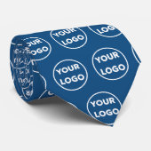 Aangepast bedrijfspatroon op blauw Logo Stropdas (Opgerold)