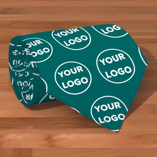 Aangepast bedrijfspatroon op Blauwgroen Logo Stropdas