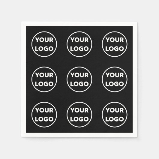 Aangepast bedrijfspatroon op zwart servet (Voorkant)