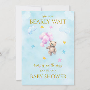 Aangepast Beer drijvend met ballonnen Baby shower Kaart