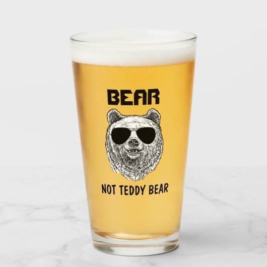 Aangepast BEER GEEN TEDDY BEAR Mannen Funny Gift v Glas (Voorkant gevuld)