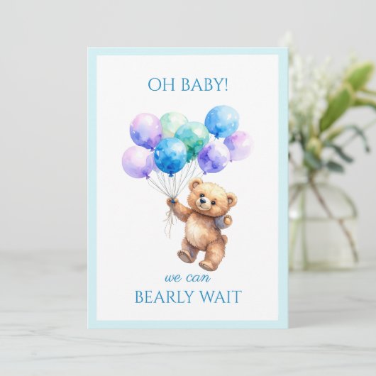 Aangepast Beer met ballonnen Kaart (Staand voorkant)