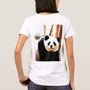 Aangepast Beer op achterzijde afdrukken van Panda  T-shirt