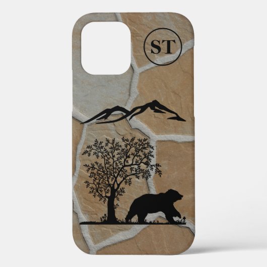 Aangepast Beer Silhouette Apple iPhone 12 Robuust Case-Mate iPhone Case (Achterkant)