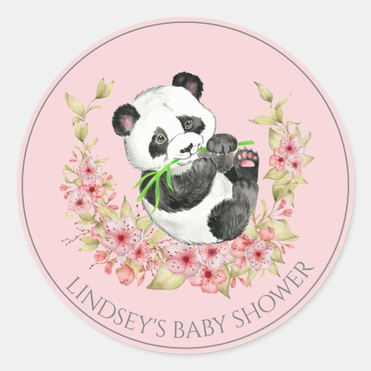Aangepast Beer van Panda Floral Baby shower Ronde Sticker (Voorkant)