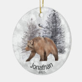 Aangepast Beer-wintercabine Keramisch Ornament (Links)