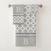 Aangepast beige grijs-wit repoel Ikat Quatrefoil a Bad Handdoek (Insitu)