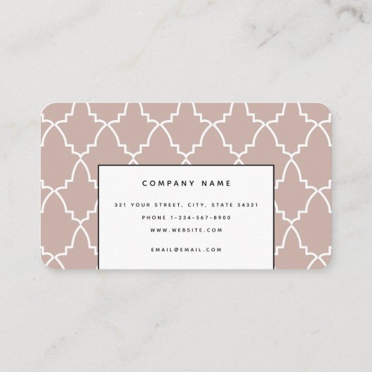 Aangepast beige Marokkaans Lattice Modern Visitekaartje (Achterkant)